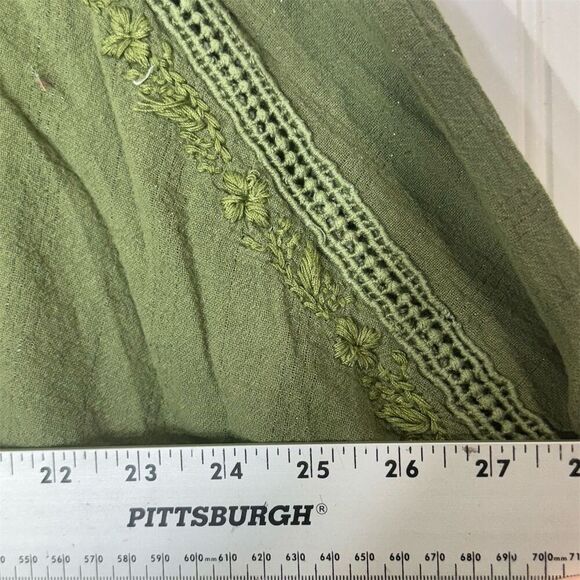 Rachel Zoe 3X Olive Green Embroidered Boho Peasant Tunic Top Blouse Festival - Picture 3 of 7